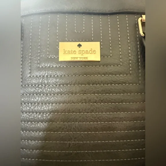 Kate Spade New York Quilted Leather Satchel Gray Large Top Handle Bag Gold HW - Picture 4 of 11